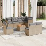 Casa si Gradina - Gradina si terasa - Mobilier exterior - Seturi mobila gradina - Set canapele de gradina, 9 piese, cu perne, bej, poliratan - Infinity.ro