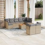 Casa si Gradina - Gradina si terasa - Mobilier exterior - Seturi mobila gradina - Set canapele de gradina cu perne, 10 piese, bej, poliratan - Infinity.ro