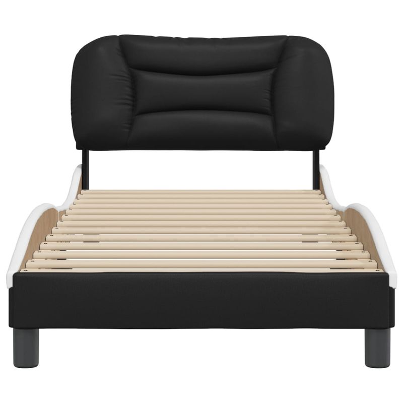 Casa si Gradina - Mobilier - Paturi si accesorii - Paturi - Cadru de pat cu tablie, alb/negru, 80x200 cm, piele ecologica - Infinity.ro