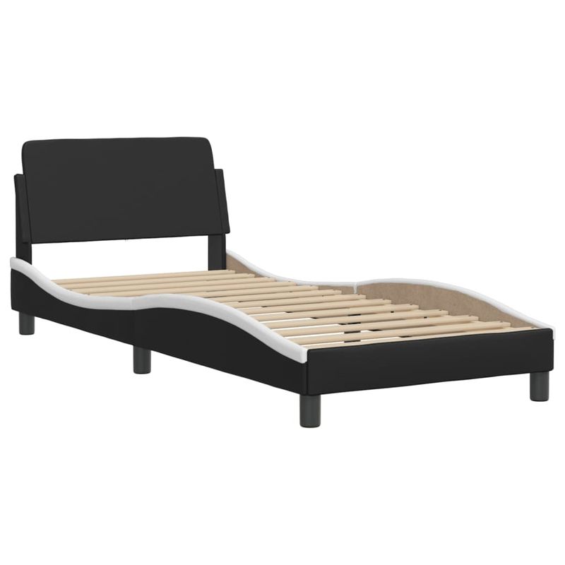 Casa si Gradina - Mobilier - Paturi si accesorii - Paturi - Cadru de pat cu tablie, alb/negru, 80x200 cm, piele ecologica - Infinity.ro