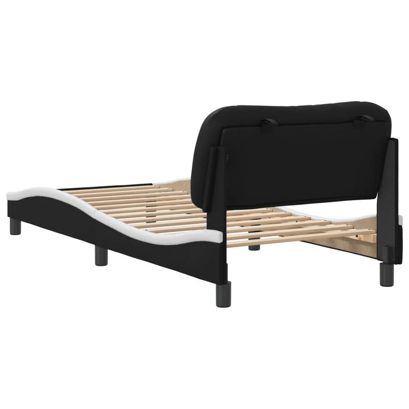 Casa si Gradina - Mobilier - Paturi si accesorii - Paturi - Cadru de pat cu tablie, alb/negru, 80x200 cm, piele ecologica - Infinity.ro