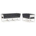 Casa si Gradina - Gradina si terasa - Mobilier exterior - Seturi mobila gradina - Set canapele de gradina cu perne 5 piese alb lemn masiv de pin - Infinity.ro