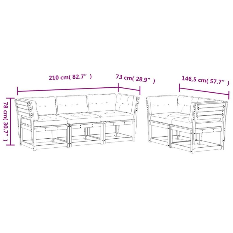 Casa si Gradina - Gradina si terasa - Mobilier exterior - Seturi mobila gradina - Set canapele de gradina cu perne 5 piese alb lemn masiv de pin - Infinity.ro