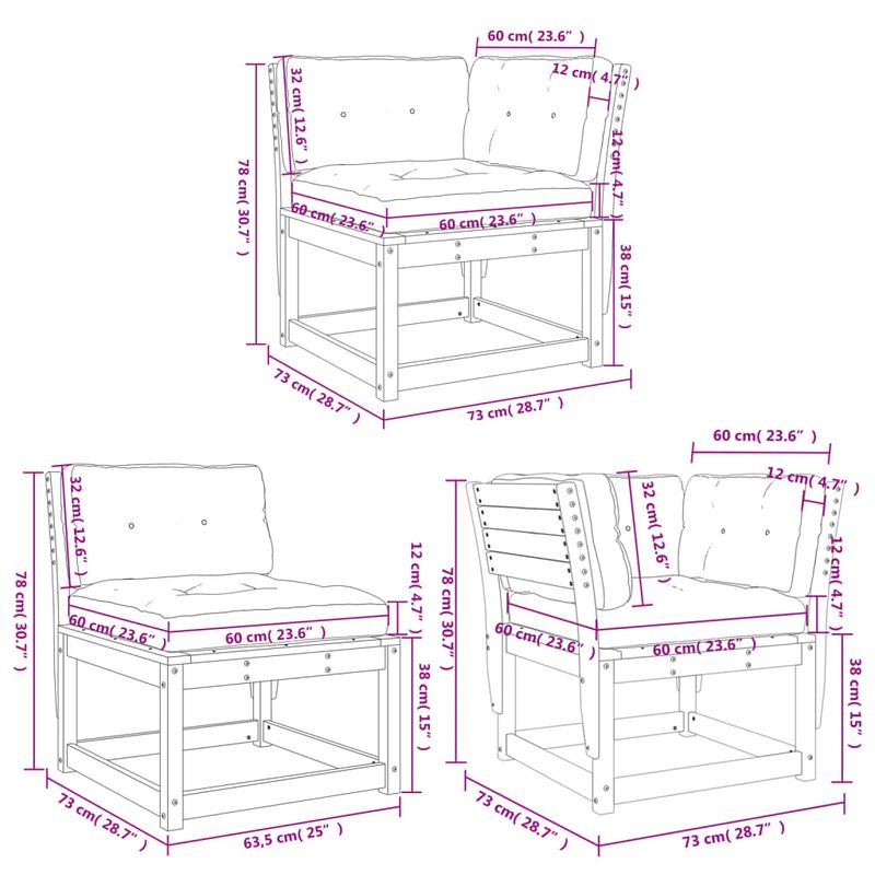 Casa si Gradina - Gradina si terasa - Mobilier exterior - Seturi mobila gradina - Set canapele de gradina cu perne 5 piese alb lemn masiv de pin - Infinity.ro