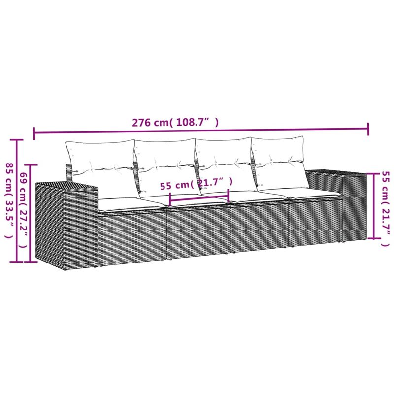 Casa si Gradina - Gradina si terasa - Mobilier exterior - Seturi mobila gradina - Set canapea de gradina cu perne, 4 piese, gri, poliratan - Infinity.ro