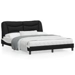Casa si Gradina - Mobilier - Paturi si accesorii - Paturi - Cadru de pat cu tablie, negru/alb, 160x200 cm, piele ecologica - Infinity.ro