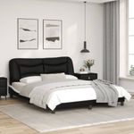 Casa si Gradina - Mobilier - Paturi si accesorii - Paturi - Cadru de pat cu tablie, negru/alb, 160x200 cm, piele ecologica - Infinity.ro
