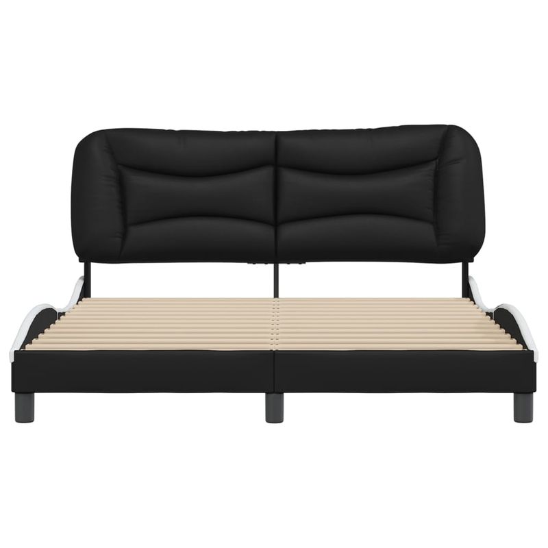 Casa si Gradina - Mobilier - Paturi si accesorii - Paturi - Cadru de pat cu tablie, negru/alb, 160x200 cm, piele ecologica - Infinity.ro