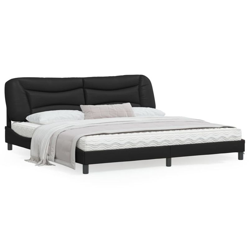 Casa si Gradina - Mobilier - Paturi si accesorii - Paturi - Cadru de pat cu tablie, negru, 200x200 cm, piele ecologica - Infinity.ro