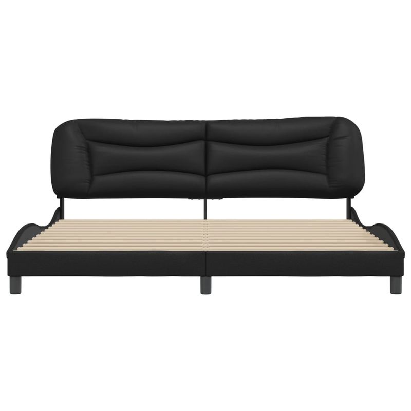Casa si Gradina - Mobilier - Paturi si accesorii - Paturi - Cadru de pat cu tablie, negru, 200x200 cm, piele ecologica - Infinity.ro