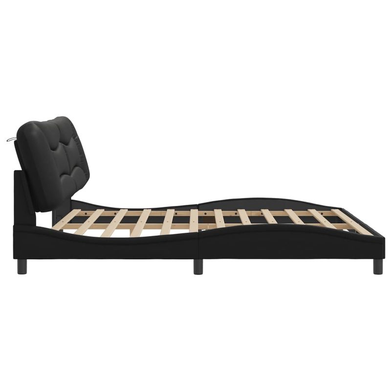 Casa si Gradina - Mobilier - Paturi si accesorii - Paturi - Cadru de pat cu tablie, negru, 200x200 cm, piele ecologica - Infinity.ro