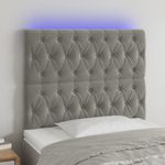 Casa si Gradina - Mobilier - Paturi si accesorii - Accesorii paturi - Tablie de pat cu LED, gri deschis, 100x7x118/128 cm, catifea - Infinity.ro