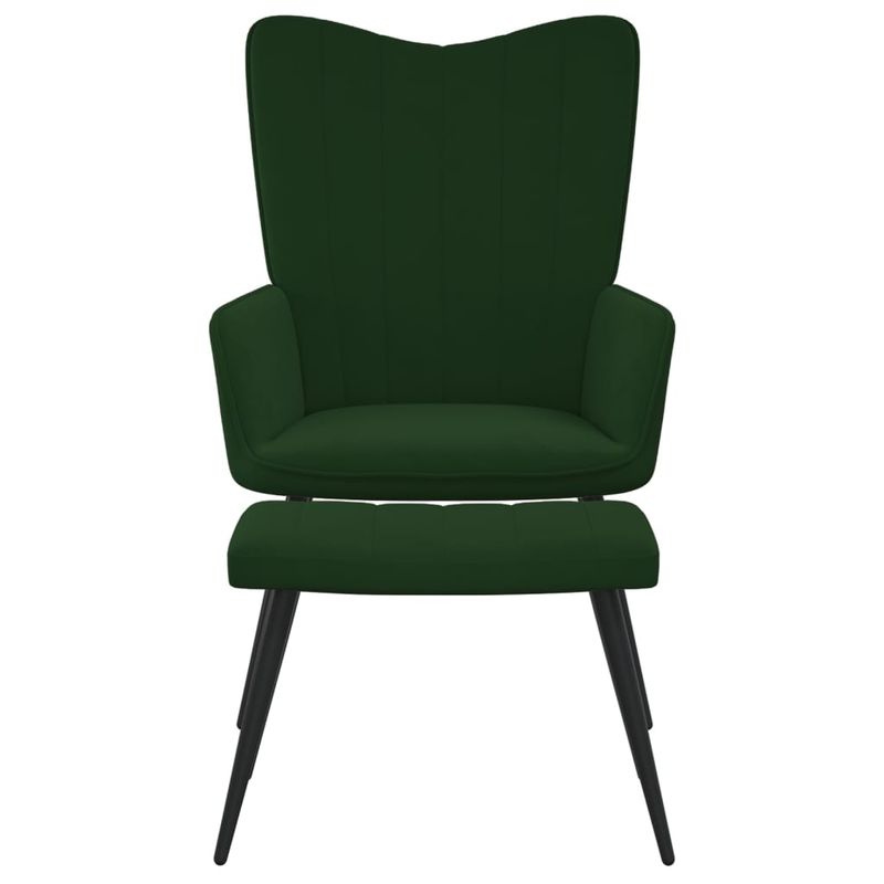 Casa si Gradina - Mobilier - Scaune si fotolii - Fotolii - Fotoliu de relaxare cu taburet, verde inchis, catifea - Infinity.ro
