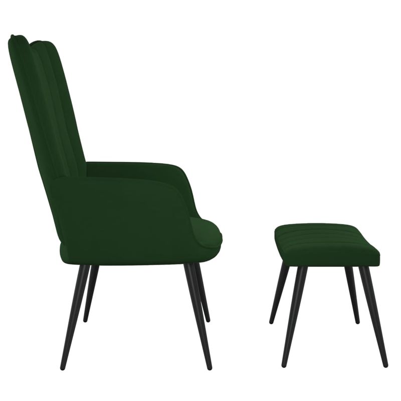 Casa si Gradina - Mobilier - Scaune si fotolii - Fotolii - Fotoliu de relaxare cu taburet, verde inchis, catifea - Infinity.ro