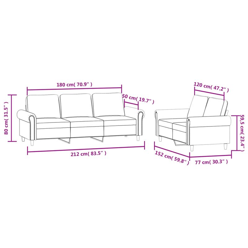 Casa si Gradina - Mobilier - Seturi de mobilier - Seturi living - Set de canapele cu perne, 2 piese, galben, catifea - Infinity.ro