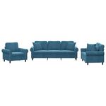 Casa si Gradina - Mobilier - Seturi de mobilier - Seturi living - Set de canapele cu perne, 3 piese, albastru, catifea - Infinity.ro