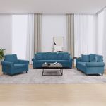 Casa si Gradina - Mobilier - Seturi de mobilier - Seturi living - Set de canapele cu perne, 3 piese, albastru, catifea - Infinity.ro