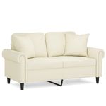 Casa si Gradina - Mobilier - Canapele si coltare - Canapele - Canapea cu 2 locuri cu pernute, crem, 120 cm, catifea - Infinity.ro