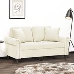 Casa si Gradina - Mobilier - Canapele si coltare - Canapele - Canapea cu 2 locuri cu pernute, crem, 120 cm, catifea - Infinity.ro