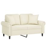 Casa si Gradina - Mobilier - Canapele si coltare - Canapele - Canapea cu 2 locuri cu pernute, crem, 120 cm, catifea - Infinity.ro