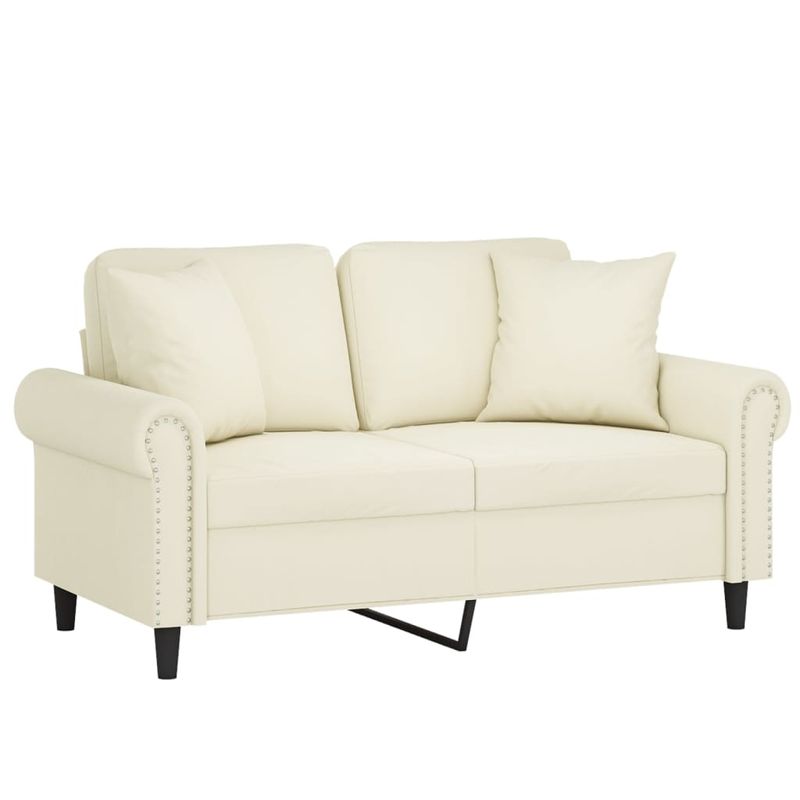 Casa si Gradina - Mobilier - Canapele si coltare - Canapele - Canapea cu 2 locuri cu pernute, crem, 120 cm, catifea - Infinity.ro