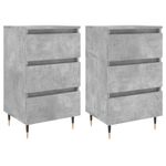 Casa si Gradina - Mobilier - Comode si corpuri - Noptiere - Noptiere, 2 buc., gri beton, 40x35x69 cm, lemn compozit - Infinity.ro