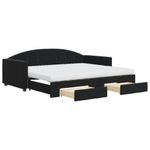 Casa si Gradina - Mobilier - Paturi si accesorii - Paturi - Pat de zi cu extensie si sertare, negru, 90x190 cm, catifea - Infinity.ro