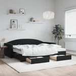 Casa si Gradina - Mobilier - Paturi si accesorii - Paturi - Pat de zi cu extensie si sertare, negru, 90x190 cm, catifea - Infinity.ro