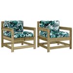 Casa si Gradina - Gradina si terasa - Mobilier exterior - Canapele si fotolii gradina - fotoliu de gradina cu perne, 2 buc., lemn de pin tratat - Infinity.ro