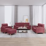 Casa si Gradina - Mobilier - Seturi de mobilier - Seturi living - Set canapea cu perne, 4 piese, rosu vin, material textil - Infinity.ro