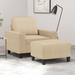 Casa si Gradina - Mobilier - Scaune si fotolii - Fotolii - Fotoliu canapea cu taburet, crem, 60 cm, material textil - Infinity.ro