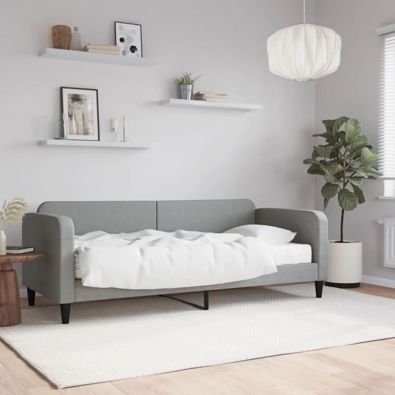Casa si Gradina - Mobilier - Paturi si accesorii - Paturi - Pat de zi cu saltea, gri deschis, 80x200 cm, textil - Infinity.ro