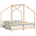 Casa si Gradina - Mobilier - Mobilier copii - Patuturi copii - Cadru de pat pentru copii, 2x(80x160) cm, lemn masiv de pin, natural - Infinity.ro