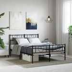 Casa si Gradina - Mobilier - Paturi si accesorii - Paturi - Cadru pat metalic cu tablie de cap/picioare, negru, 135x190 cm - Infinity.ro