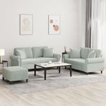Casa si Gradina - Mobilier - Seturi de mobilier - Seturi living - Set de canapele, 3 piese, cu perne, gri deschis, catifea - Infinity.ro