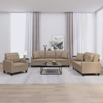 Casa si Gradina - Mobilier - Seturi de mobilier - Seturi living - Set de canapele cu perne, 3 piese, cappuccino, piele ecologica - Infinity.ro