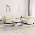 Casa si Gradina - Mobilier - Seturi de mobilier - Seturi living - Set de canapele cu perne, 2 piese, crem, piele ecologica - Infinity.ro