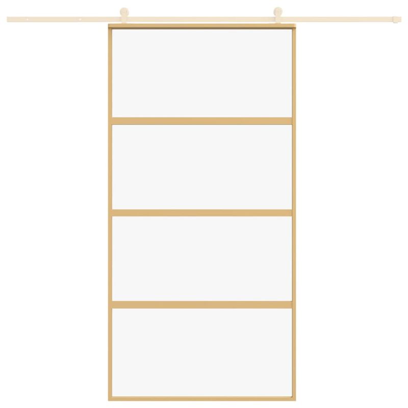 Casa si Gradina - Constructii - Usi interior, exterior si garaj - Usi garaj - Usa glisanta, auriu, 102,5x205 cm, sticla ESG mata si aluminiu - Infinity.ro