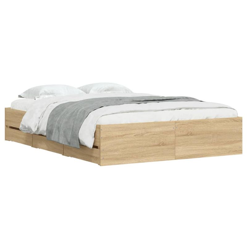 Casa si Gradina - Mobilier - Paturi si accesorii - Paturi - Cadru de pat cu sertare stejar sonoma 135x190 cm lemn prelucrat - Infinity.ro