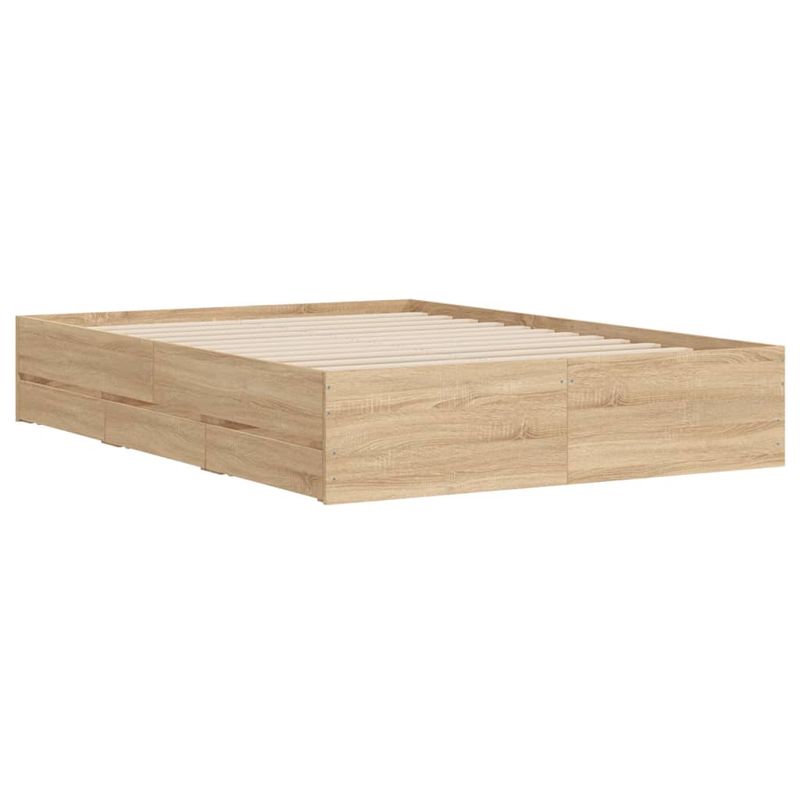 Casa si Gradina - Mobilier - Paturi si accesorii - Paturi - Cadru de pat cu sertare stejar sonoma 135x190 cm lemn prelucrat - Infinity.ro
