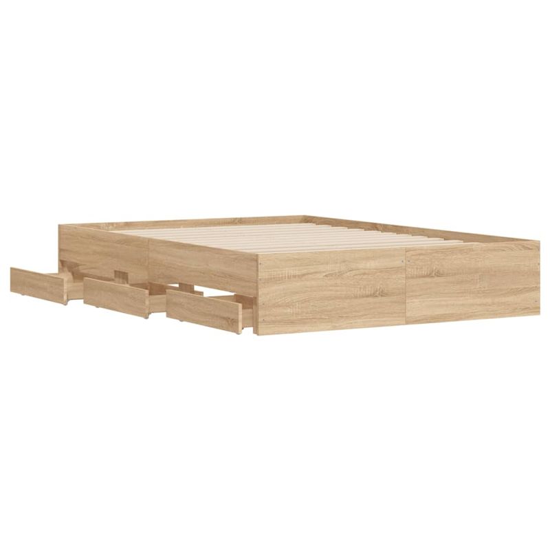 Casa si Gradina - Mobilier - Paturi si accesorii - Paturi - Cadru de pat cu sertare stejar sonoma 135x190 cm lemn prelucrat - Infinity.ro
