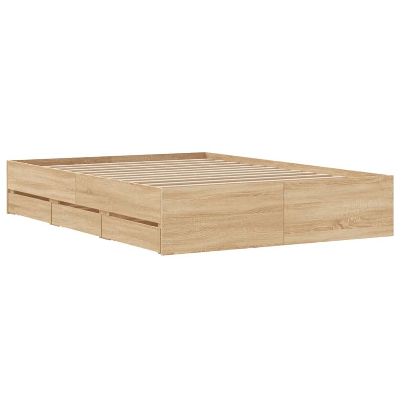 Casa si Gradina - Mobilier - Paturi si accesorii - Paturi - Cadru de pat cu sertare stejar sonoma 135x190 cm lemn prelucrat - Infinity.ro