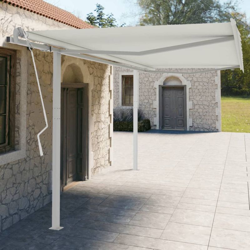 Casa si Gradina - Gradina si terasa - Umbrele si pavilioane - Umbrele - Set stalp pentru copertina, alb, 450x245 cm, fier - Infinity.ro