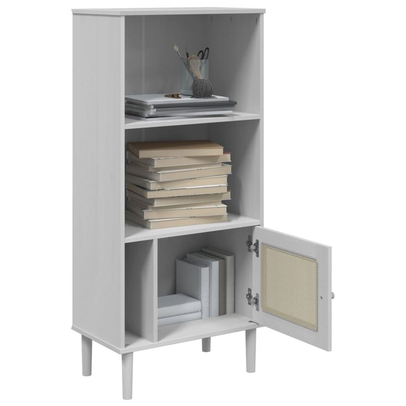 Casa si Gradina - Mobilier - Biblioteci si rafturi - Biblioteci - Biblioteca SENJA aspect ratan alb 60x35x130 cm lemn masiv pin - Infinity.ro