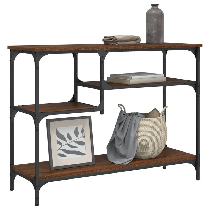 Casa si Gradina - Mobilier - Comode si corpuri - Console - Masuta consola cu rafturi, stejar maro, 100x35x75 cm - Infinity.ro
