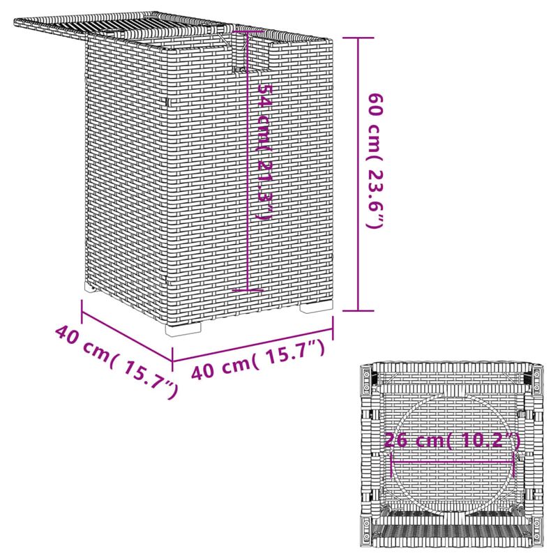 Casa si Gradina - Gradina si terasa - Mobilier exterior - Mese gradina - Masa masca acoperire rezervor propan gri 40x40x60 cm poliratan - Infinity.ro