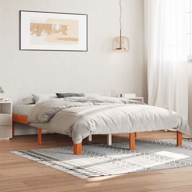 Casa si Gradina - Mobilier - Paturi si accesorii - Paturi - Cadru de pat, maro ceruit, 120x190 cm, lemn masiv de pin - Infinity.ro