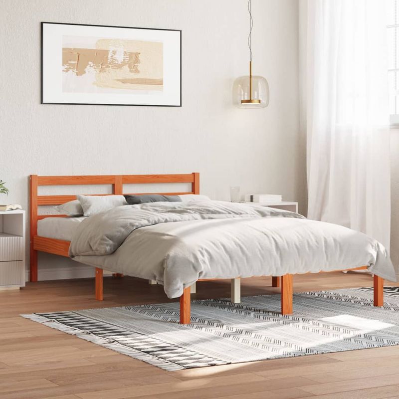 Casa si Gradina - Mobilier - Paturi si accesorii - Paturi - Cadru de pat, maro ceruit, 120x200 cm, lemn masiv de pin - Infinity.ro