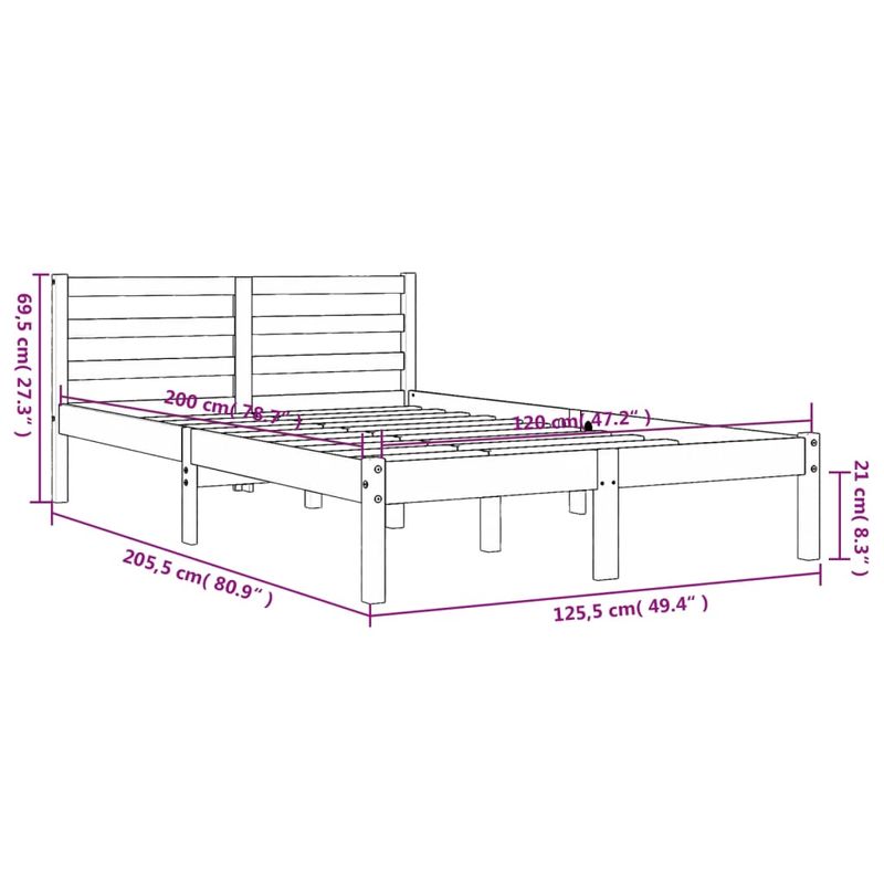 Casa si Gradina - Mobilier - Paturi si accesorii - Paturi - Cadru de pat, maro ceruit, 120x200 cm, lemn masiv de pin - Infinity.ro