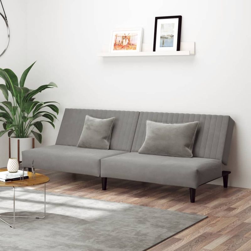 Casa si Gradina - Mobilier - Canapele si coltare - Canapele - Canapea extensibila cu 2 locuri, gri deschis, catifea - Infinity.ro